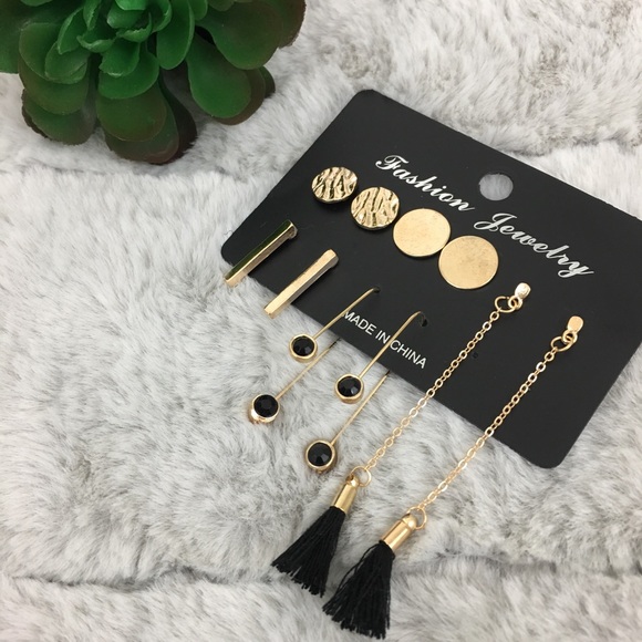 Korean style earrings set tassel long dangle drop - Picture 2 of 3